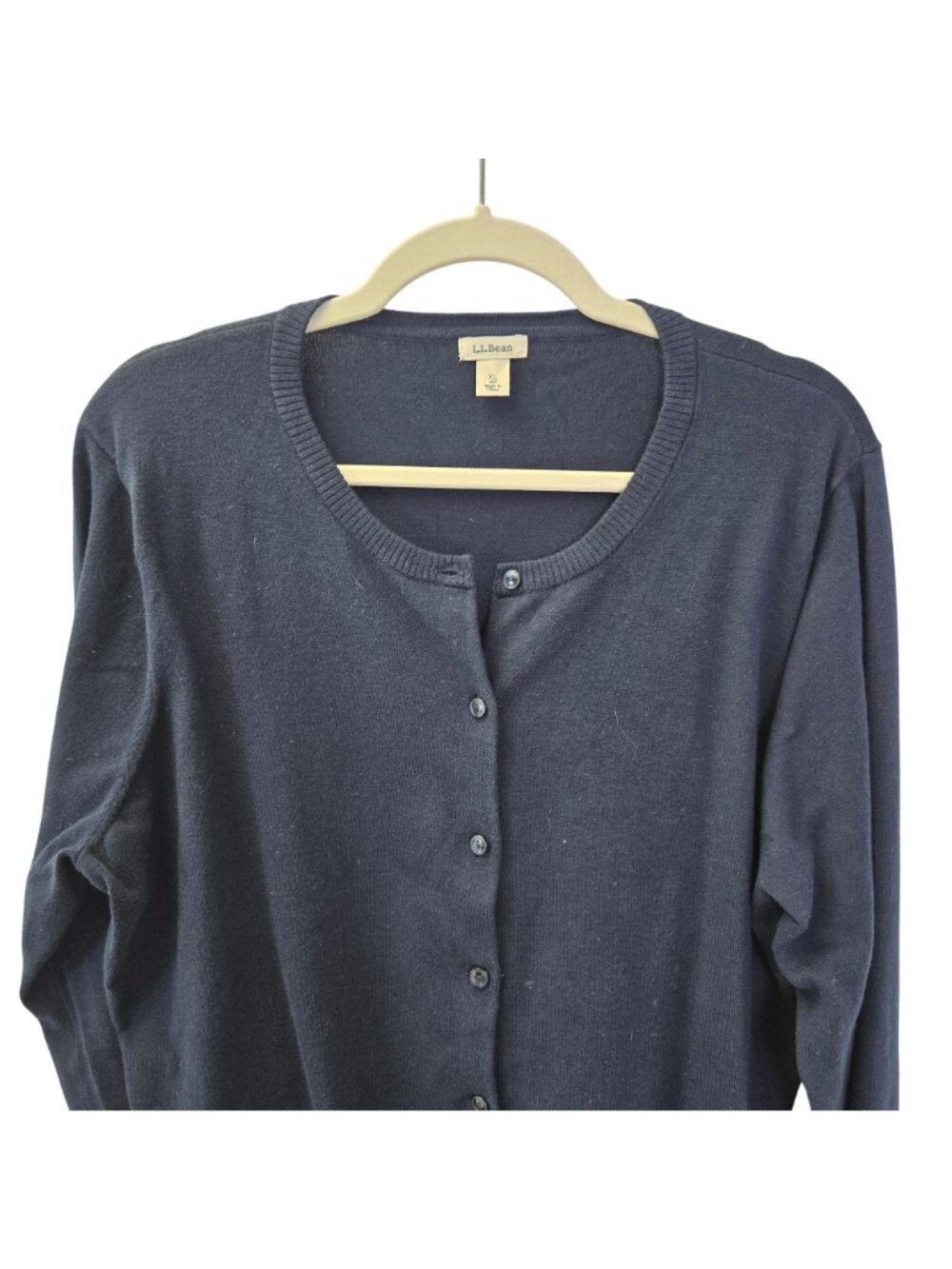 L.L. Bean Supina Cotton Blend Navy Blue Cardigan Sweater Size XL - Picture 4 of 5